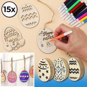 Дрвени велигденски јајца (15 парчиња) | EGGNAMENTIFY